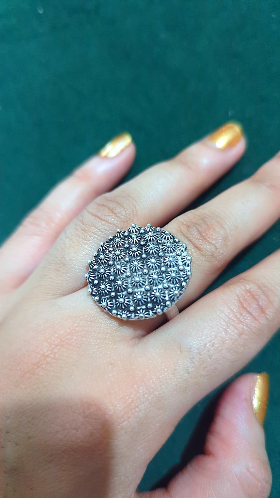 Oxidised Floral Statement Ring – 925 Silver Rings