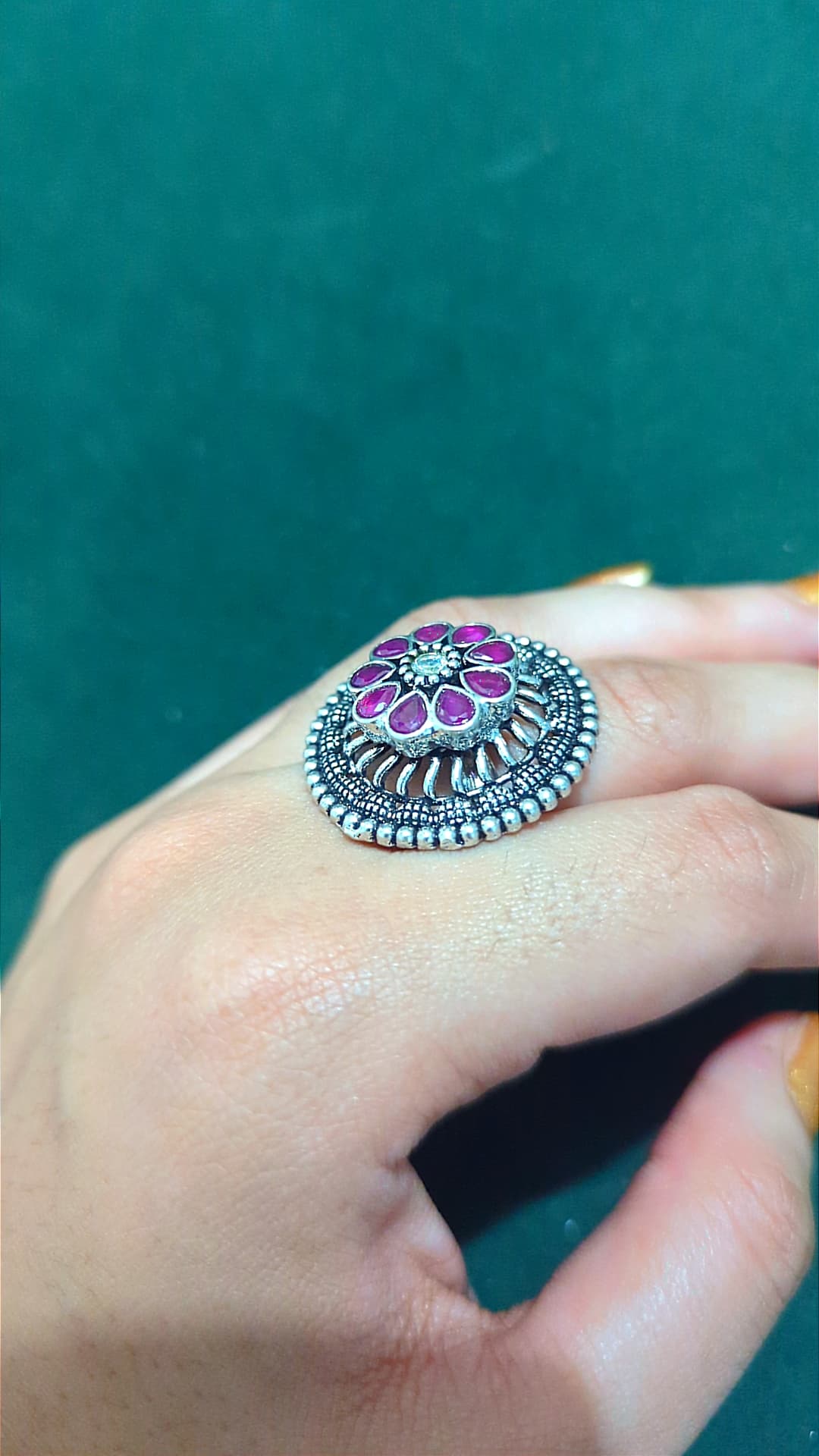 Floral oxidised ring – 925 Silver Rings