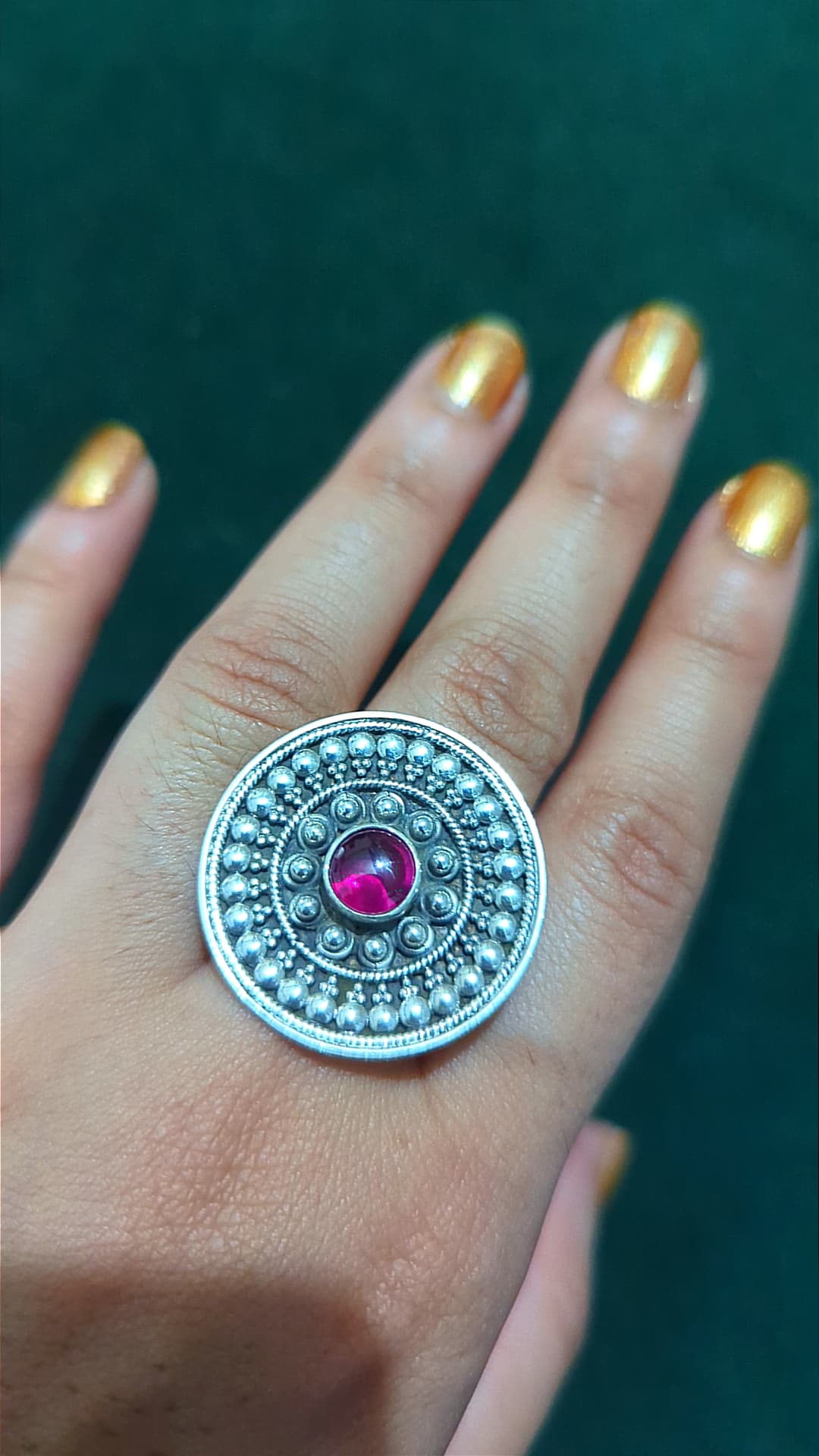 Oxidised red stone ring – 925 Silver Rings