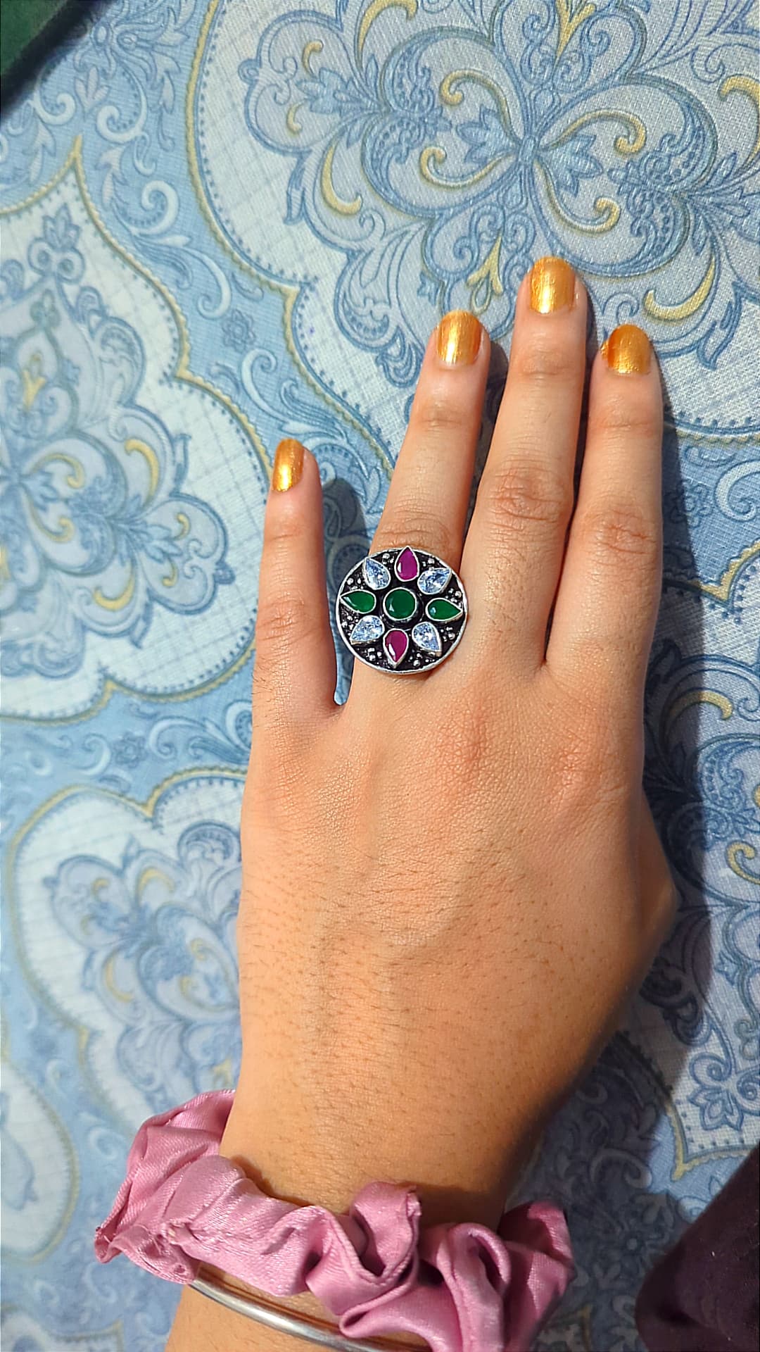 Multicolour Gemstone Statement Ring โ 925 Silver Rings