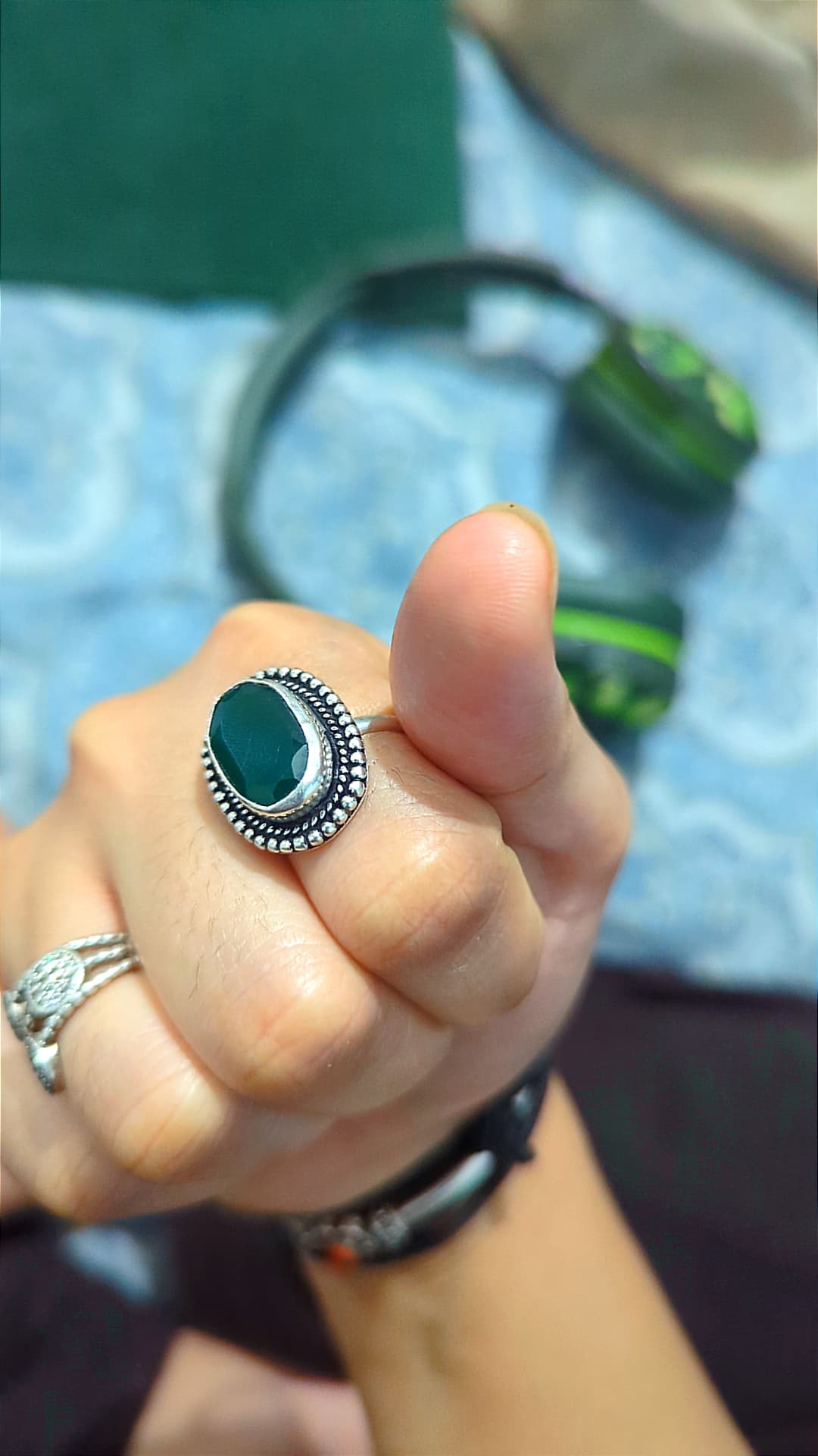 Green Onyx Oval Ring – 925 Silver Rings