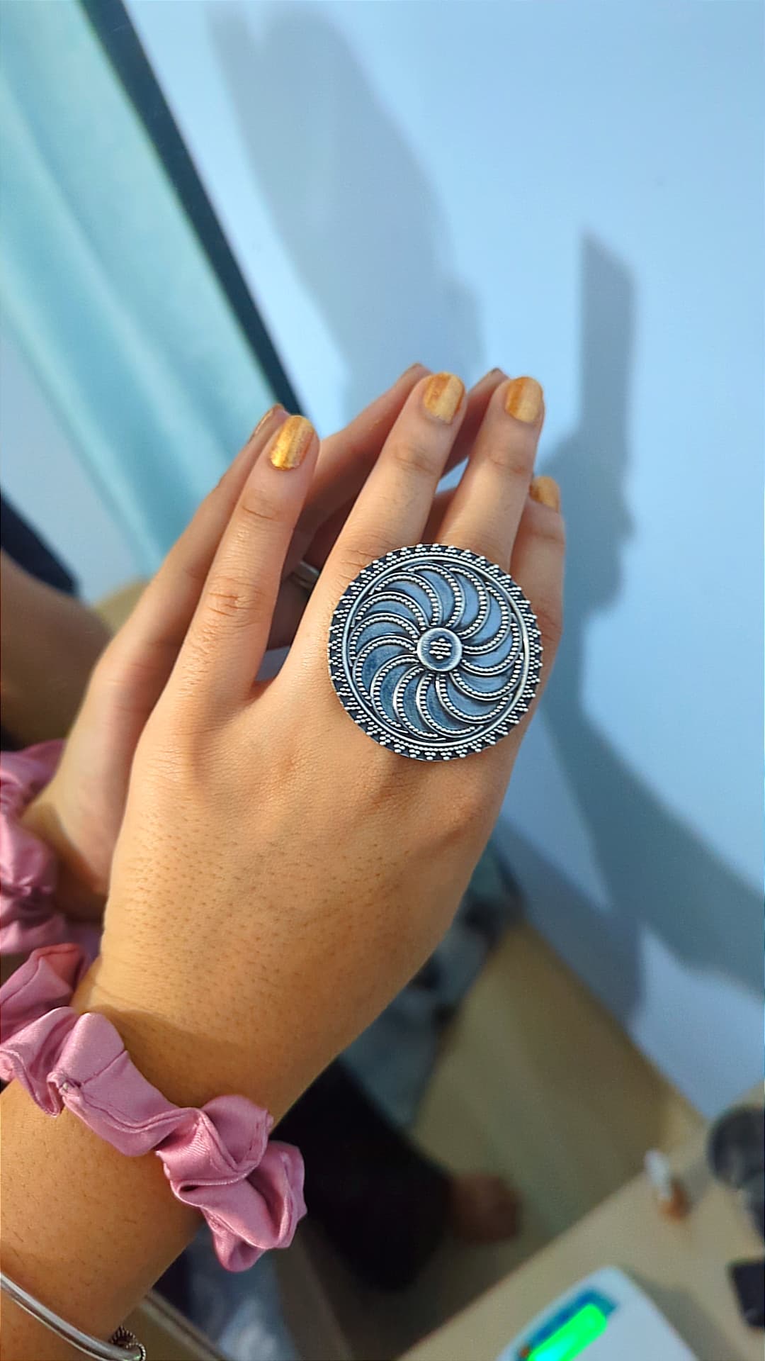 Oxidised Floral Statement Ring – 925 Silver Rings