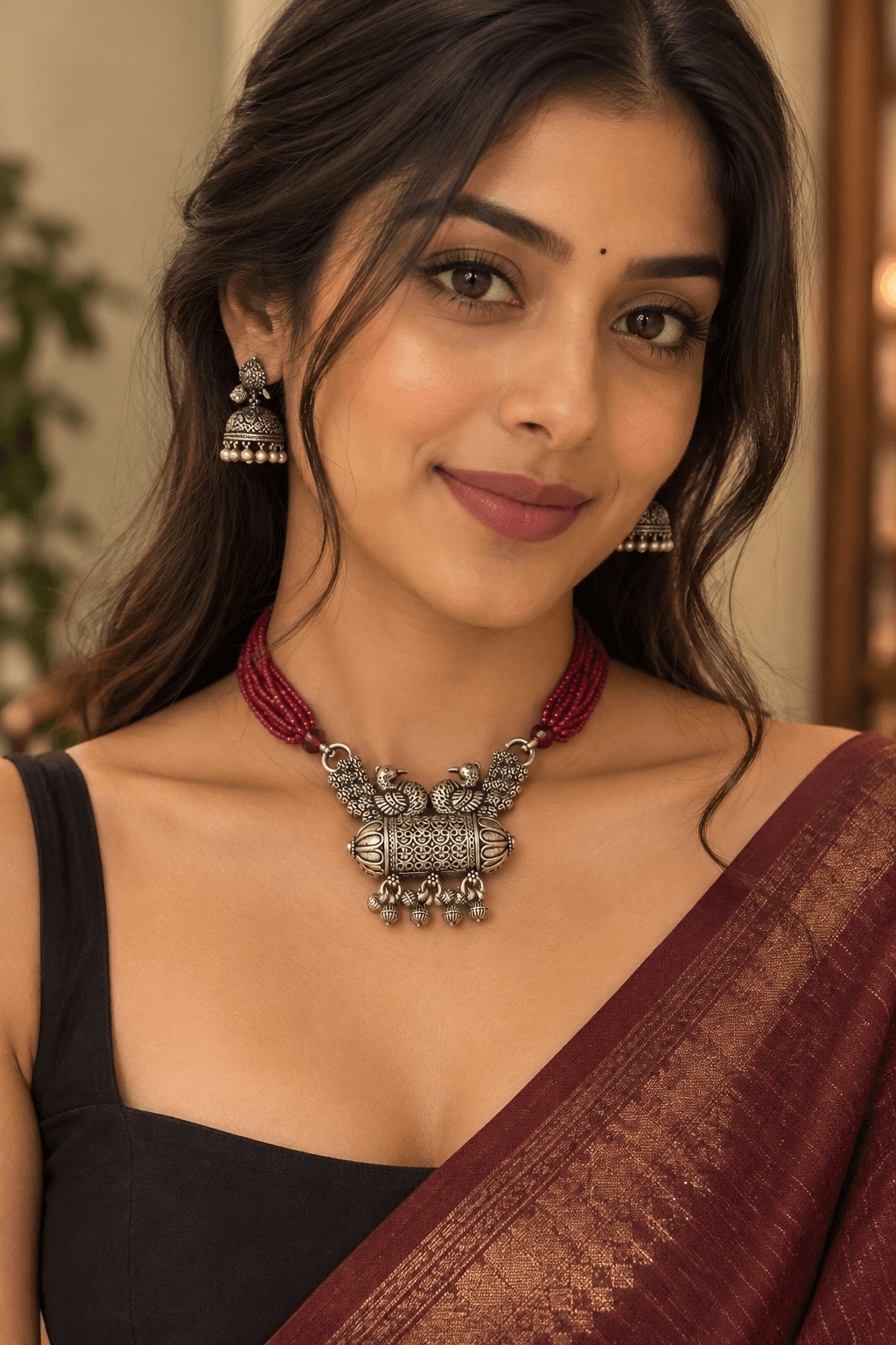 Mayura Ruby Choker 🦚❤️ – 925 Silver Necklaces
